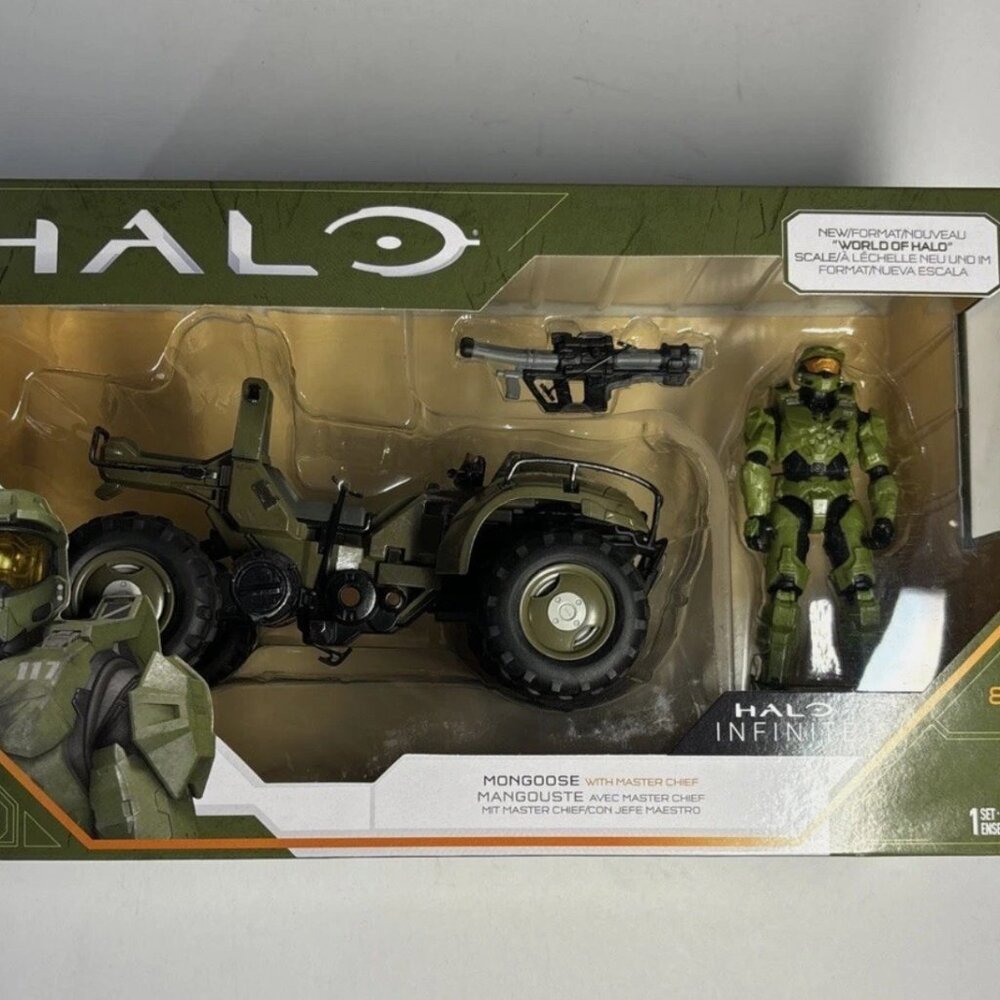 Halo Infinite Mongoose ATV Four-Wheeler With Master Chief Action Figure New